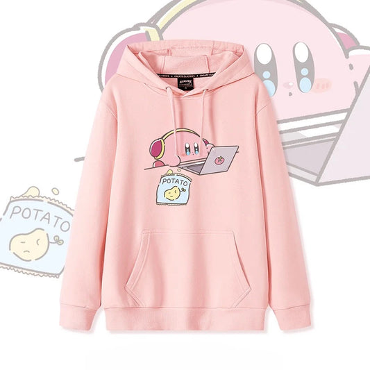 2025 Japanese Cute Cartoon Star of Kirby Printing Sweater Men and Women Couples Wearing Hooded Loose Tide Couple School Sweater