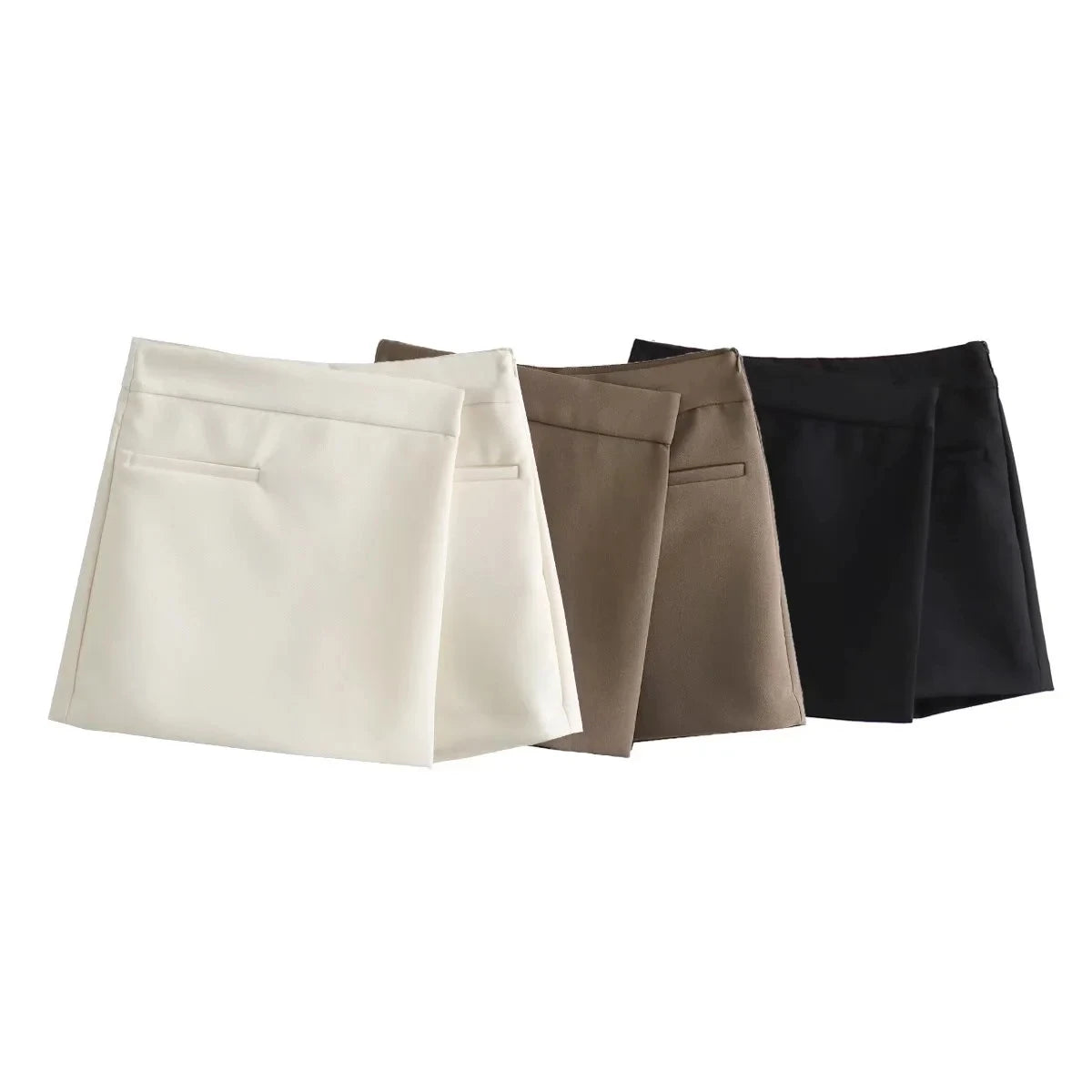 TRAFZA Vintage Split Mini Shorts Skirt Women Fashion 2025 Front