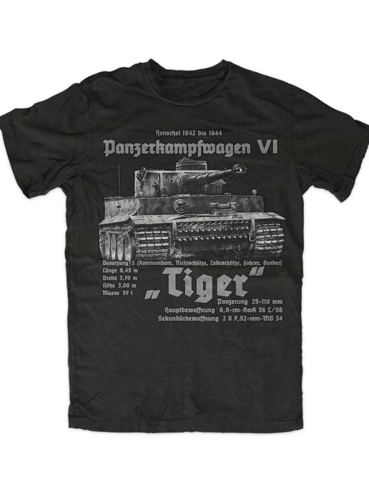 WW2 Wehrmacht Tank Force King Tiger Tank T-Shirt. Summer Cotton Short