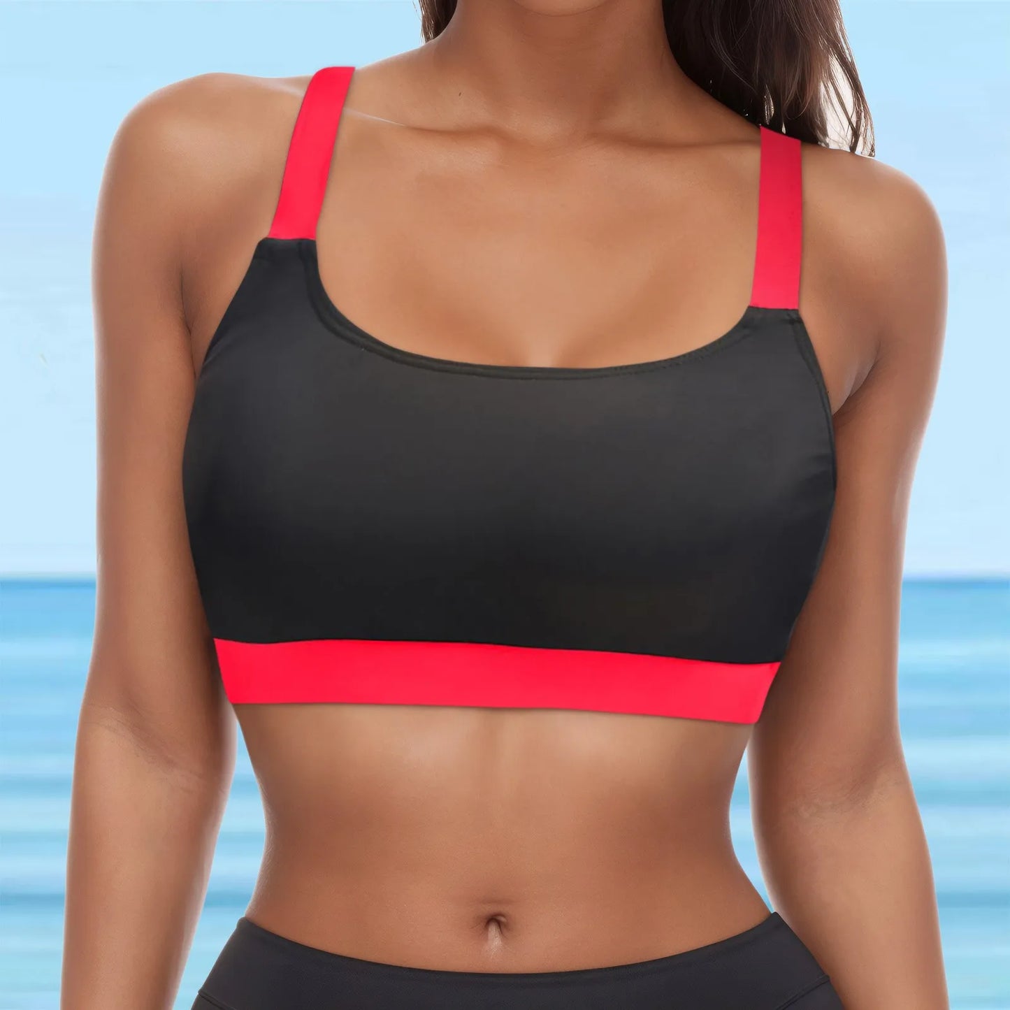 2024 Women’s Seamless Camo Swimwear Tops Fitness Breathable Push Up
