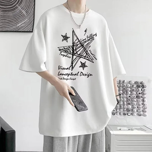 【 M-8XL 】 Summer limited edition men's oversized T-shirt Line stars