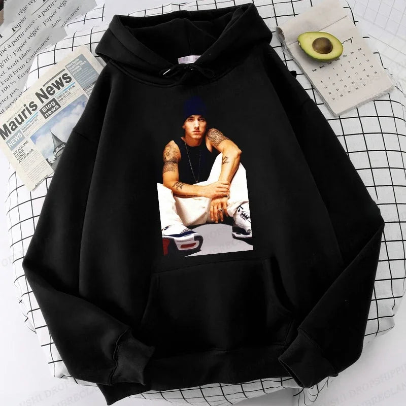 Eminem Print Hoodie Men Women Fashion Hip Hop Hoodies Women Sweats Rapper Sweats Clothing Rock Fashion Harajuku Sweatshirts