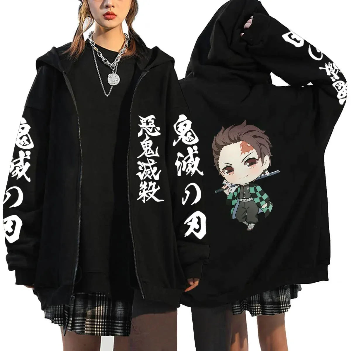 Demon Slayer Zipper Hoodie Roupas Masculinas Women Men Anime Oversized Hoodies Coat Top Femme Full Zip Sweatshirts Jackets