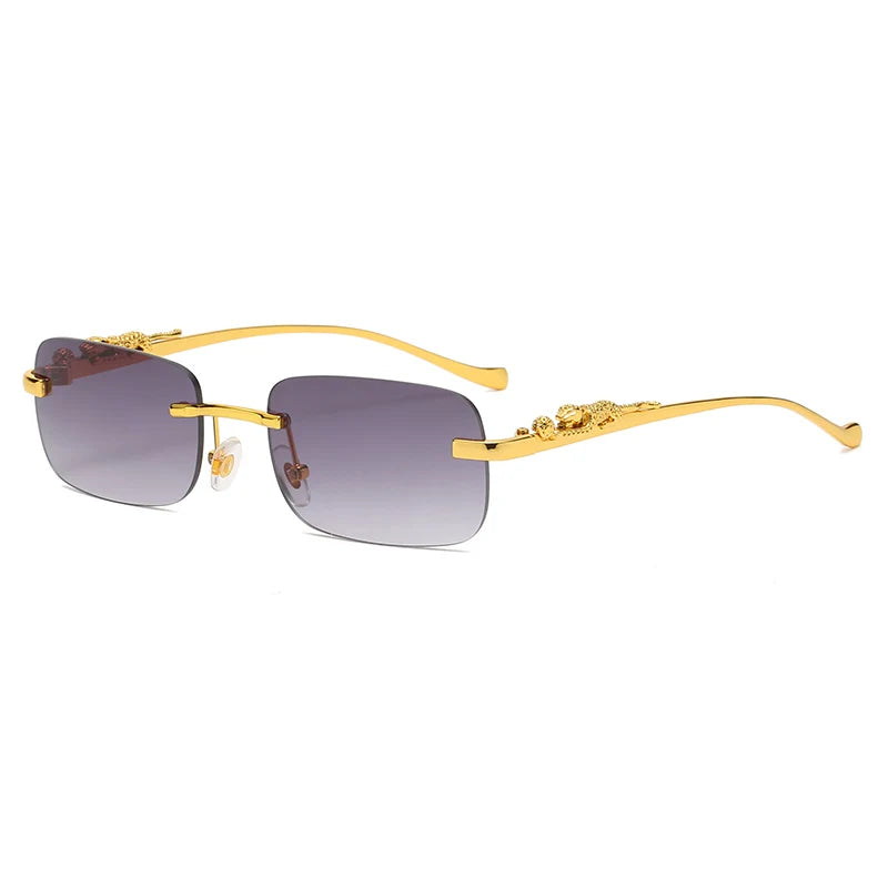 Rectangular Sunglasses With Metal Hinge,Frameless For Men and Women,