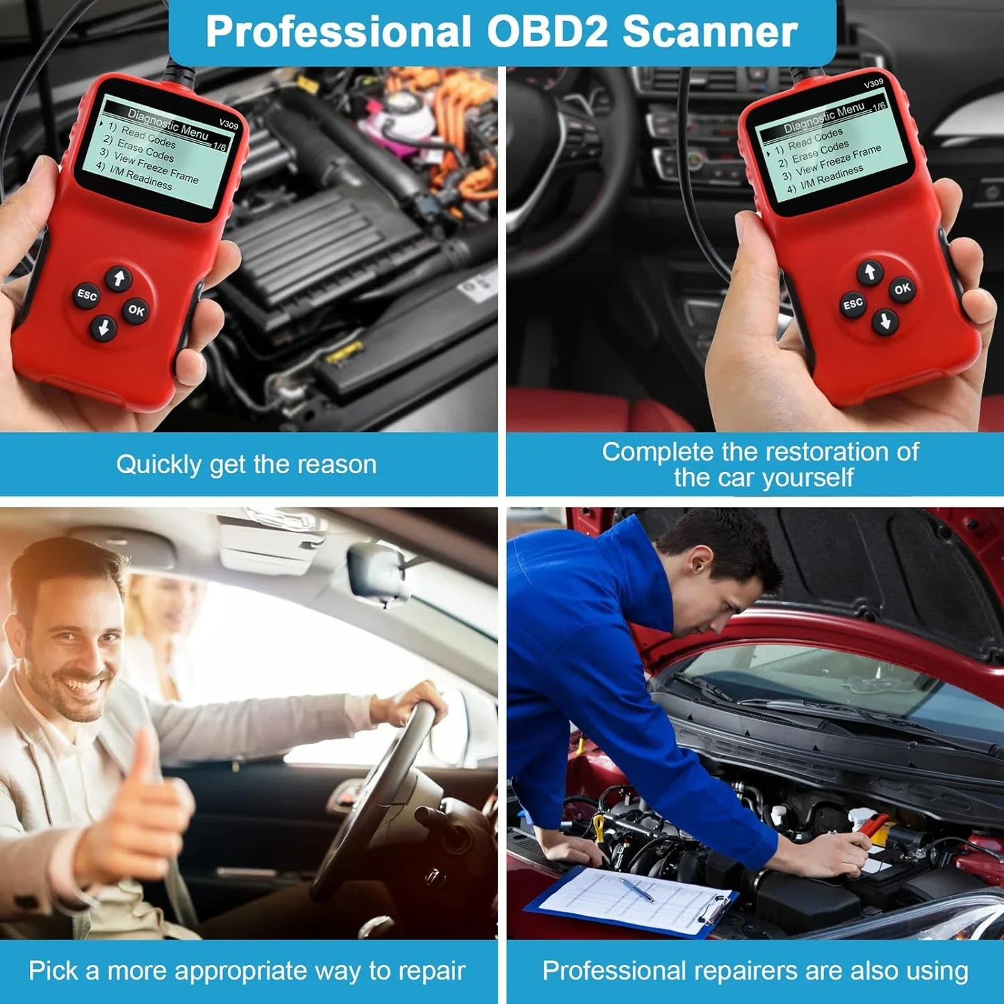 V309 OBD2 Scanner Automotive Diagnostic Troubleshooter Automotive