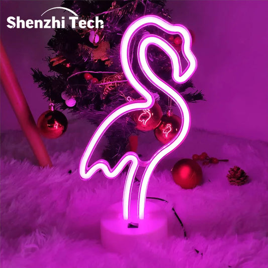 Flamingo Neon Signs Light LED Pink Wall Lamp Room Decor Battery/USB