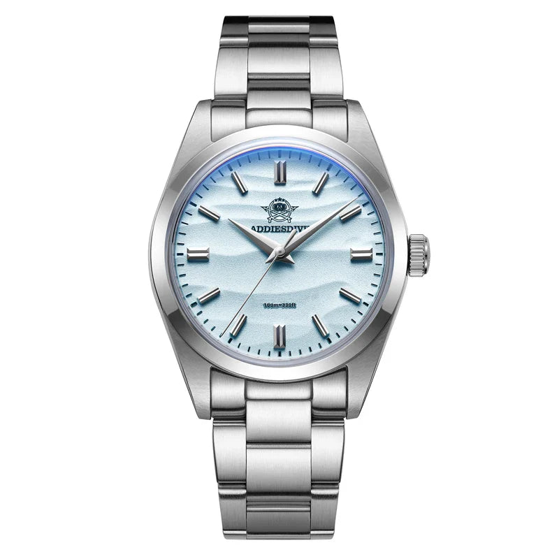 ADDIESDIVE Hot Sale AD2030 Without LOGO Watch Stainless Steel 100M Waterproof Quartz Watches 3D Sand Dial Men's Wristwatch Dress