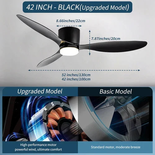 XINGOO Ceiling Fan White Low Floor Ultra Thin 17cm DC Ceiling Fan With