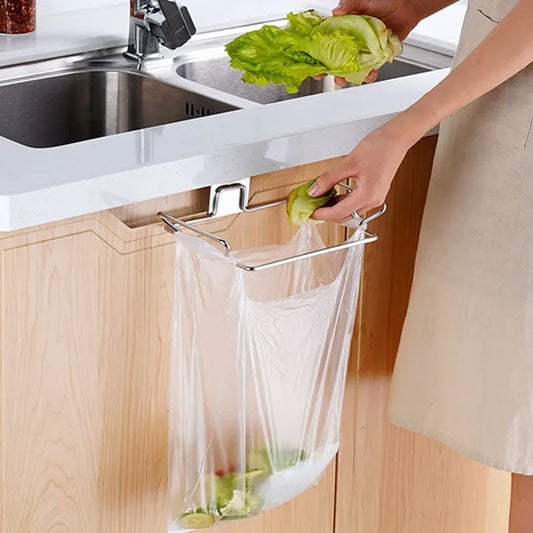 Stainless Steel Trash Bag Holder Garbage Storage Holder Kitchen Trash
