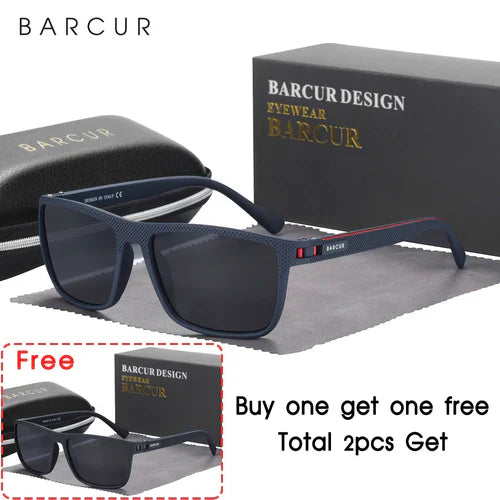 BARCUR Design TR90 Sunglasses Men Polarized Light Weight Sports Sun
