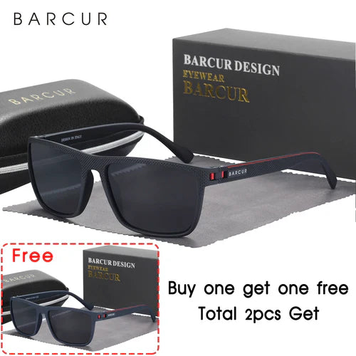 BARCUR Design TR90 Sunglasses Men Polarized Light Weight Sports Sun