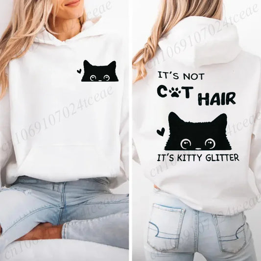 It's Not Cat Hair Printed Womens Hoodies Long Sleeve Sweatshirt Fall Winter Casual Pullover Hoodies Sportwear Tops with Pockets