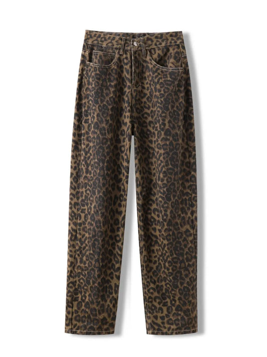 Leopard Print Jeans for Women High Waisted Y2k Retro Fashion
