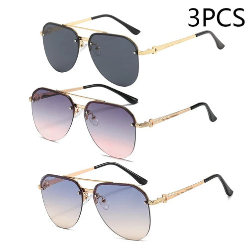 New Fashion Metal Half Frame Women's Outdoor Sunglasses Classic Double
