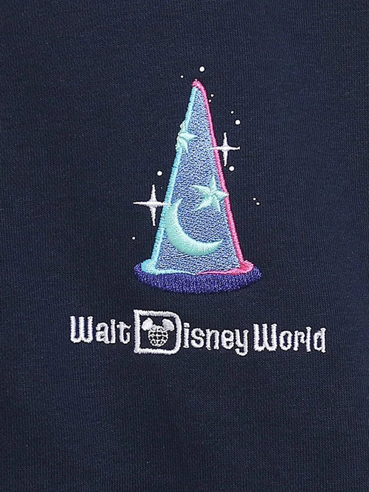 Disney World Castle Letter Magic Mickey Mouse Cartoon Print Embroidery Fleece Sweatshirt Women Hooded Zipper VELOUR Jumper Top
