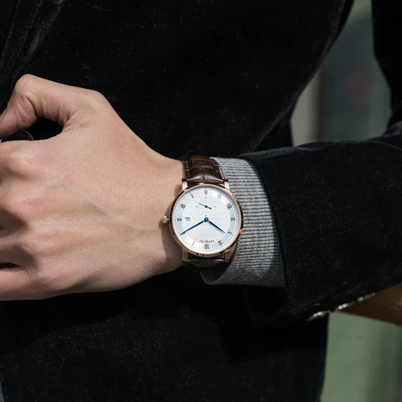 Carnival Brand Luxury Watches for Men Fashion Waterproof Rose Gold Silver Calendar Automatic Mechanical Wristwatch Reloj Hombre