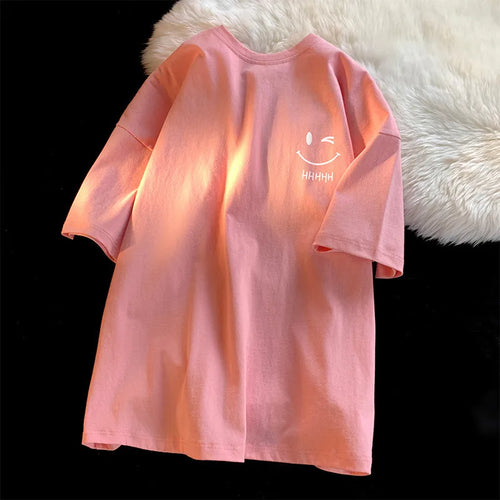 Men Women's Smiling Face Funny Fashion Couple Short Sleeved T-shirt