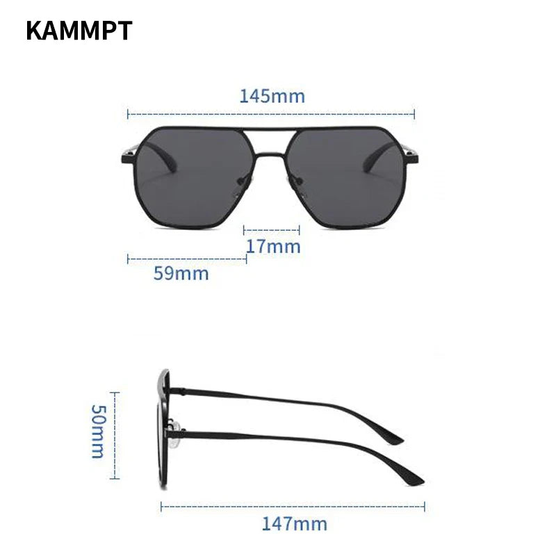 KAMMPT Vintage Polarized Sunglasses Men Fashion Black Shades Eyewear