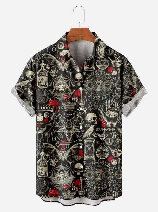 New Hawaiian Shirts For Men's Skull Summer Casual Short Sleeve Y2k