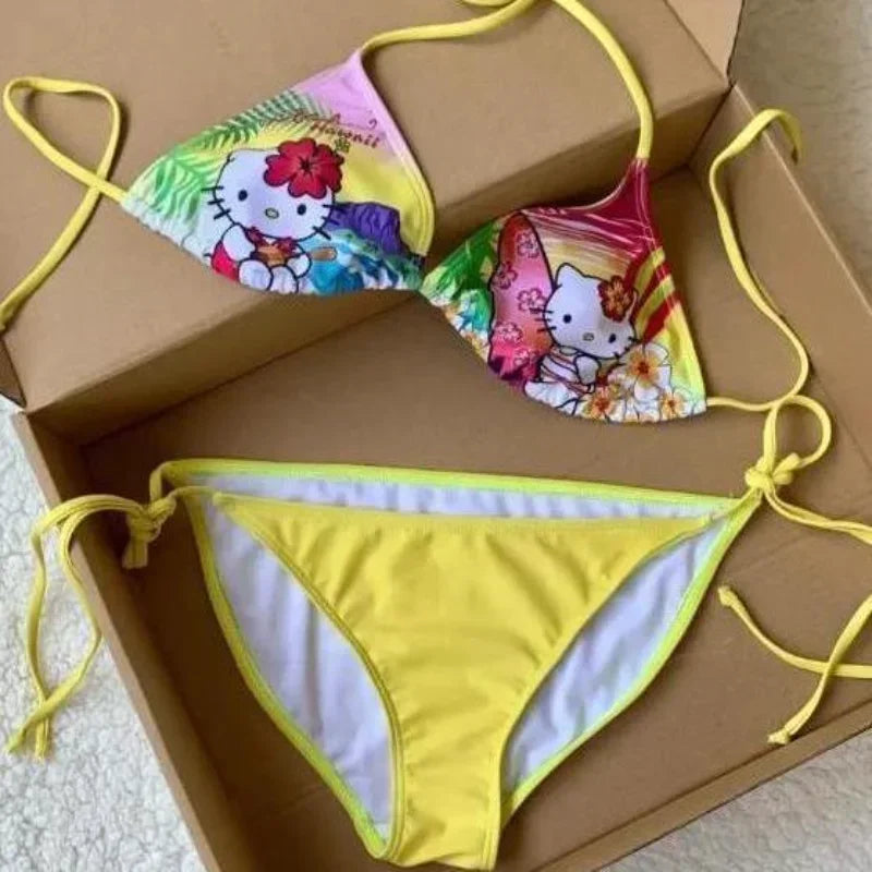 Hello Kitty Hawaii split swimsuit suit for women in summer kawaii hot