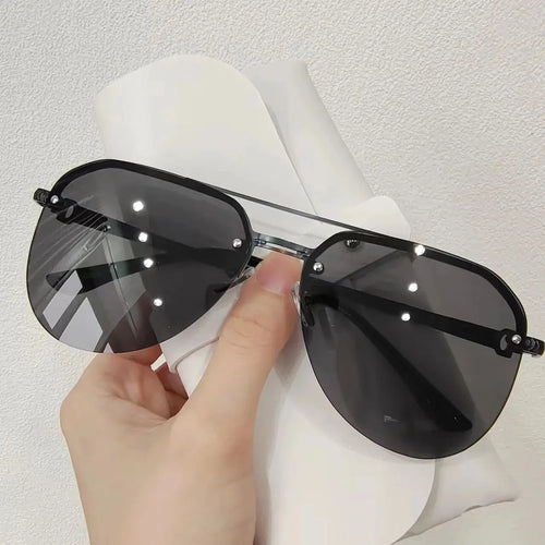 New Fashion Metal Half Frame Women's Outdoor Sunglasses Classic Double