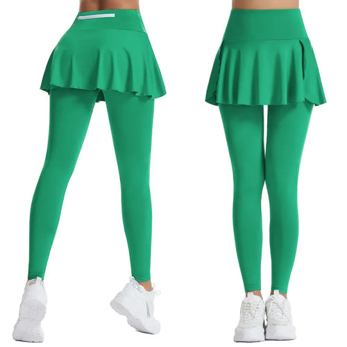 Women High Waist Leggings Solid Color Tennis Pleated Skirts Autumn