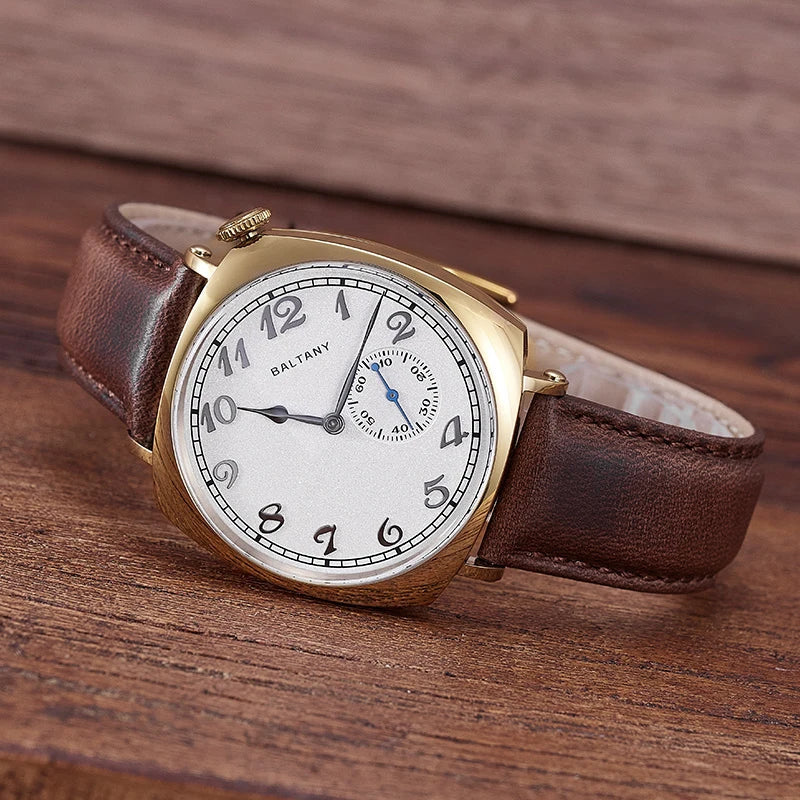 Baltany Luxury 1921 Watch Homage Men S4046 Classic Salmon Dial Sapphire Square Case Vintage Automatic Mechanical Wristwatch