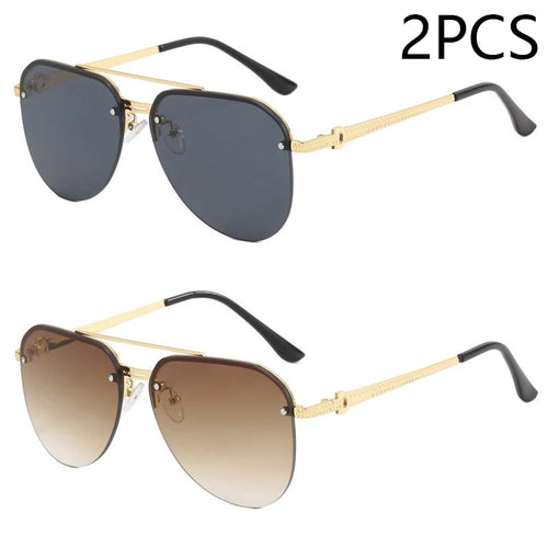 New Fashion Metal Half Frame Women's Outdoor Sunglasses Classic Double