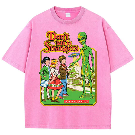 Cartoon Alien Classic Communication Print Women T-shirt Breathable