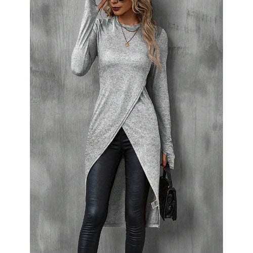 Mia Muse Women's T-Shirts Autumn French Decent Plain Long Sleeve Crew