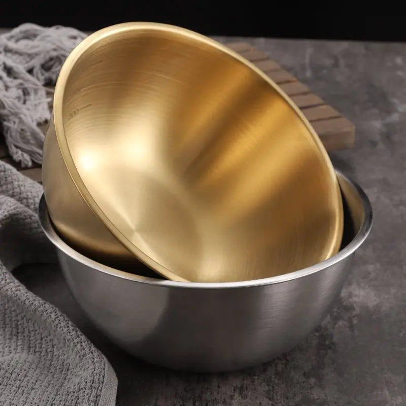 17-25cm Stainless Steel Gold And Silver Salad Bowl Rice Noodles Lamian