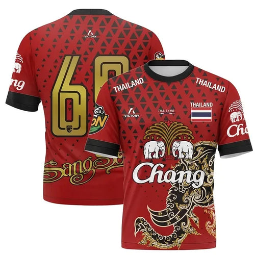 Thai Men and Women Elephant 3D Printed Round Neck Short Sleeve Summer