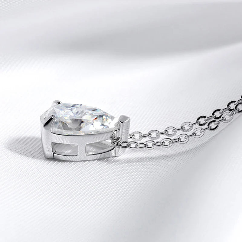 Smyoue 1-4CT Pear Cut Moissanite Pendant Necklace for Women Girls 3 Designs Lab Diamond Wedding Silver 925 Chains Fine Jewelry