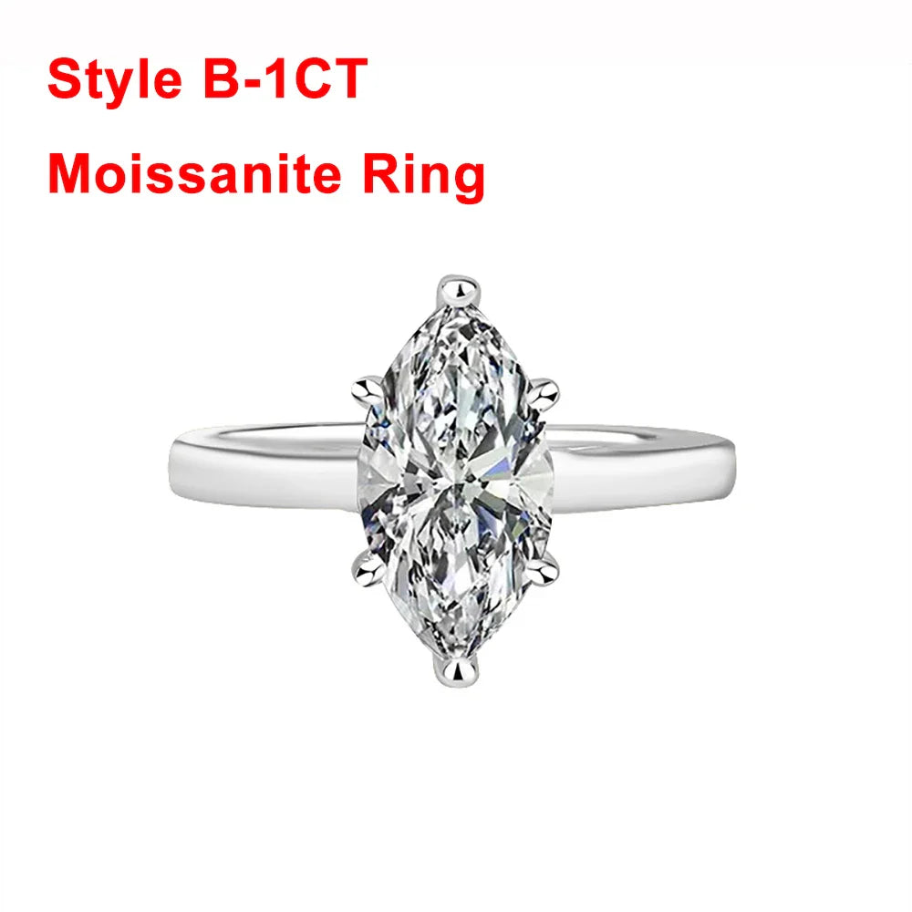 3CT Marquise Cut Moissanite Rings for Wedding Woman Sparkling Lab Diamond Engagement Bands 925 Sterling Silver Certified Jewelry