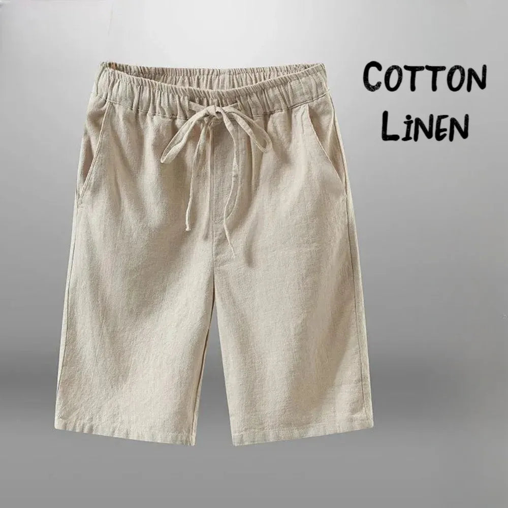 Men Shorts for Men Cotton Linen Casual Breathable Beach Shorts Men's
