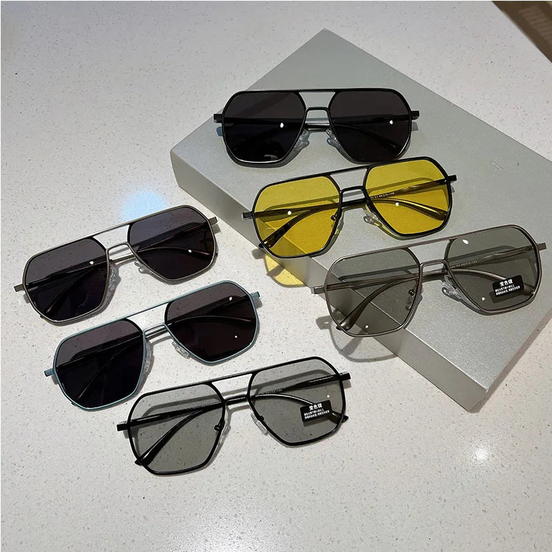 KAMMPT Vintage Polarized Sunglasses Men Fashion Black Shades Eyewear