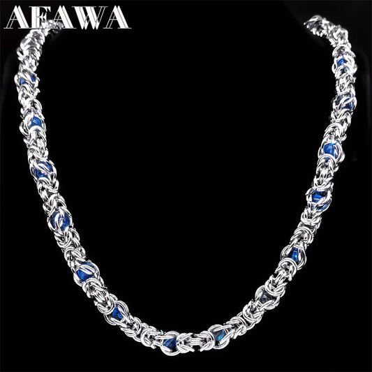 Trendy Byzantine Link Chain for Men Boys Stainless Steel Silver Color Think Necklace Biker Male Party Gift Jewelry collar hombre