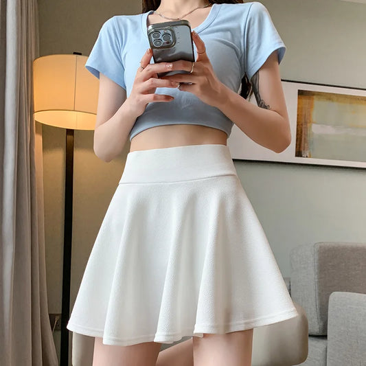 Summer Women's Skirts Fashion Sexy Mini Elastic Pleated Sun Skirts For
