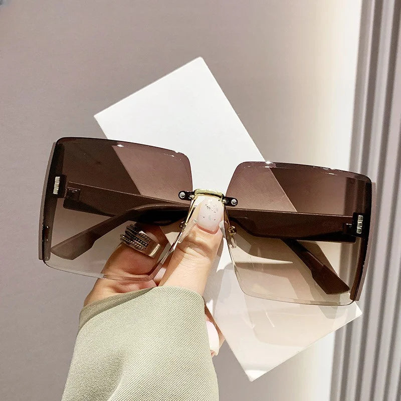 Women Fashion Rimless Beach Gradient Sunglass Original Lady Retro