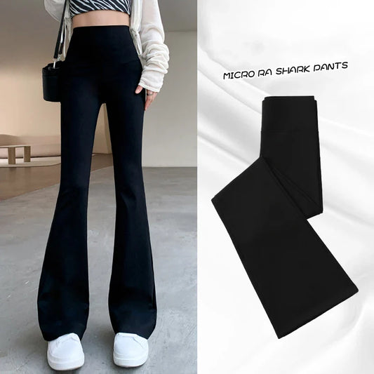 Women Flare Pants Slim High Waist Solid Sexy Shark Flare Pants Fashion