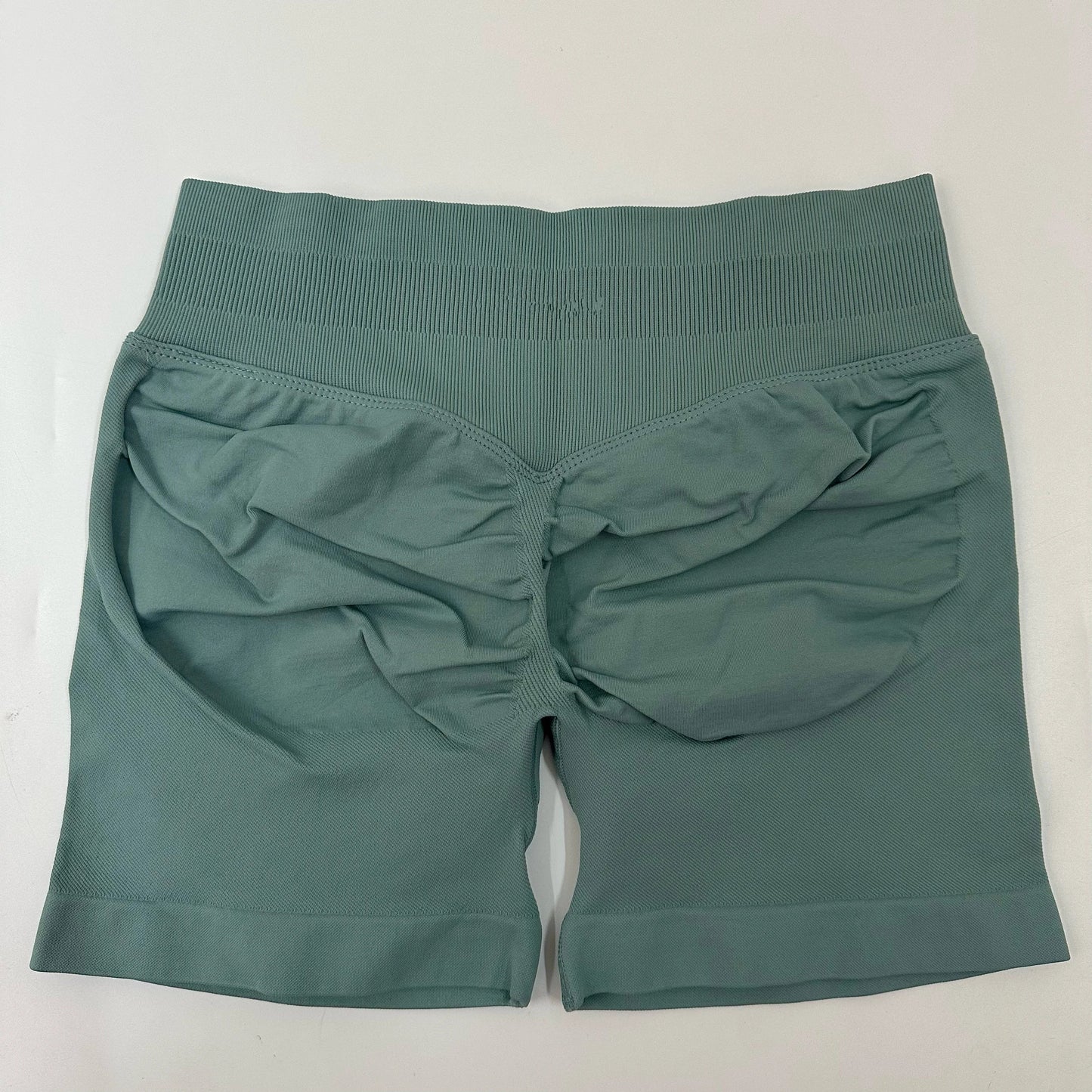 No Logo Yoga Shorts Low Ribbed Waist Band Yoga Shorts Seamless Scrunch Bum Workout Gym Shorts Booty Hight Stretch Running Shorts