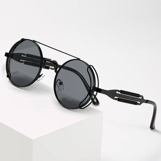 Old Metal Steampunk Flip Sunglasses Flip Men And Women Fashion Round