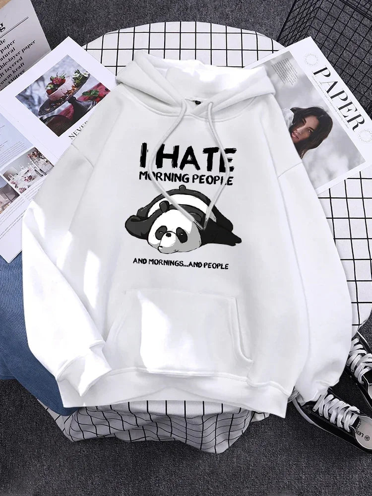 Pullover For Woman Fashion Korean Round Neck Hoodie Female Panda Sleeps Print New  Women'S Sweatshirt Warm