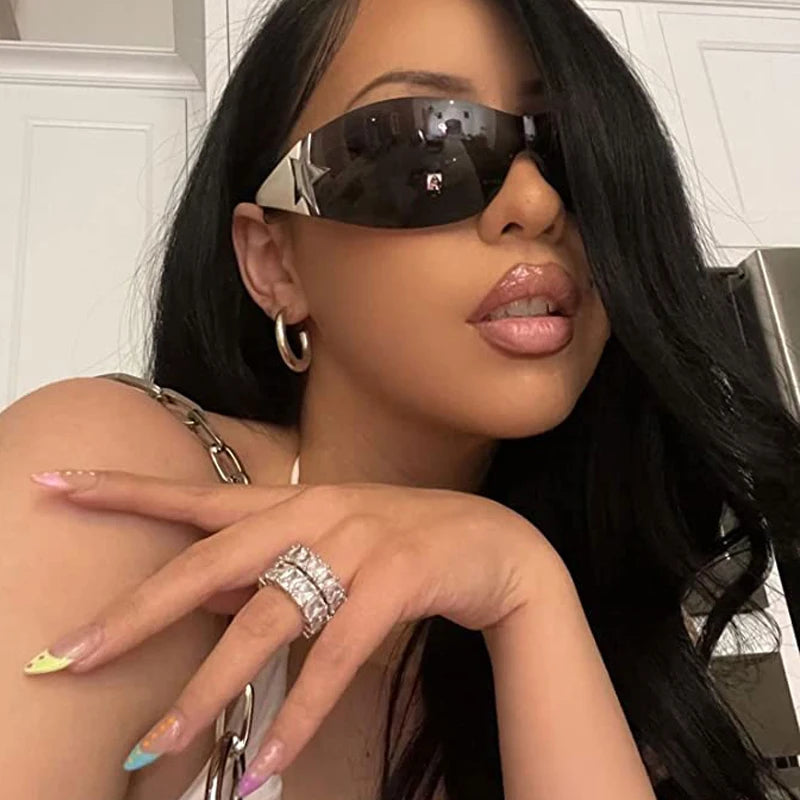 Fashion Sunglasses for Women Men Trendy Shield Wrap Around Sunglasses