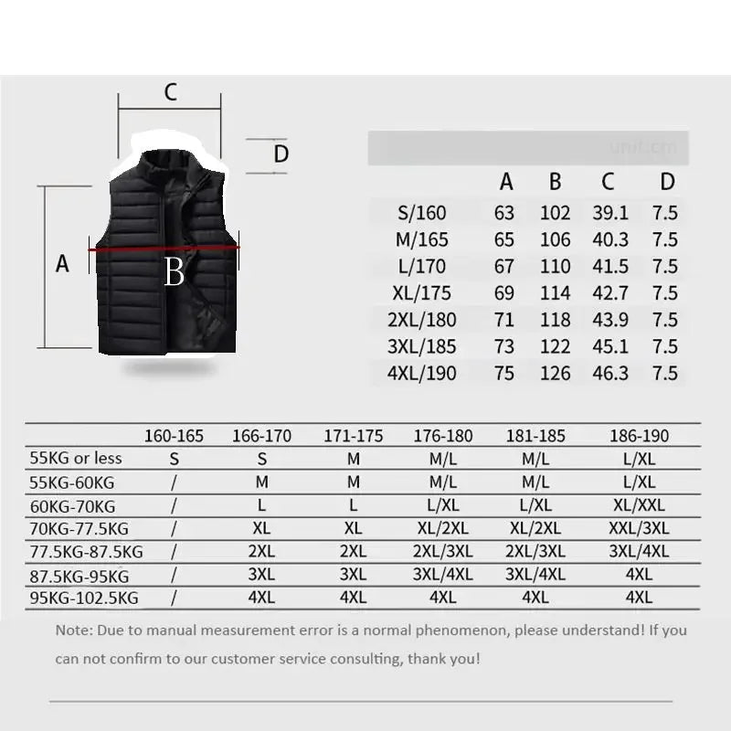Aiwetin Men' Sleeveless Vest Jackets Winter Fashion Male Cotton-Padded