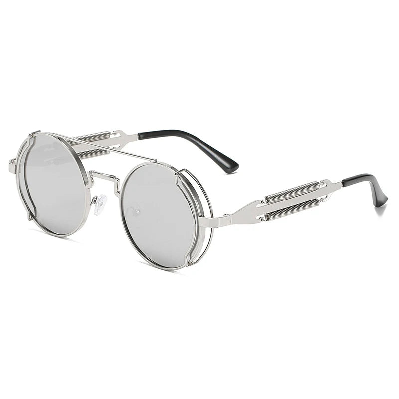 Old Metal Steampunk Flip Sunglasses Flip Men And Women Fashion Round