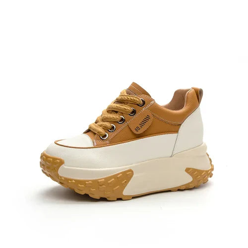 Fujin 7cm Genuine Leather Platform Wedge Fashion Women Spring