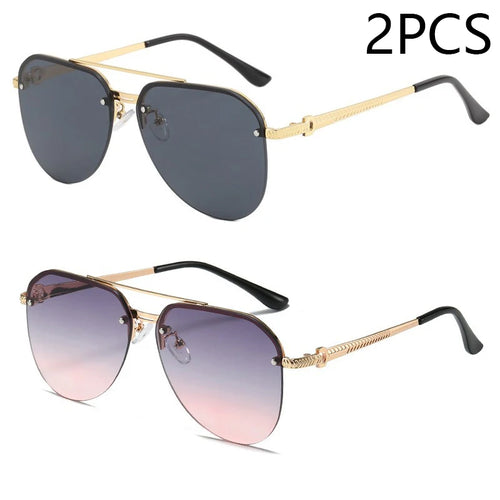 New Fashion Metal Half Frame Women's Outdoor Sunglasses Classic Double