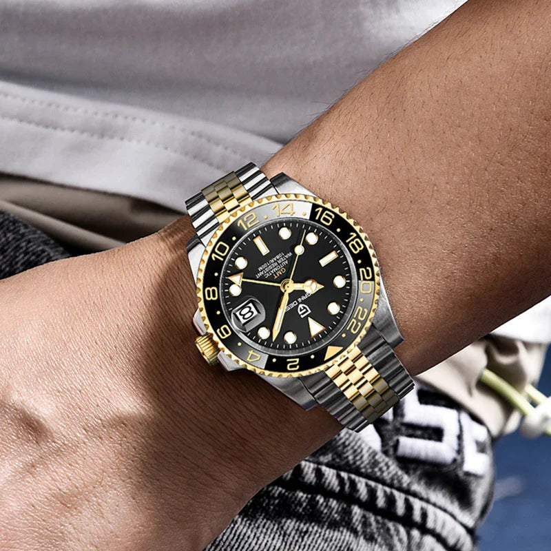 New PAGANI DESIGN Top Brand GMT Mens Wristwatch Sapphire Glass Automatic Men's Watch 100M Waterproof 40mm Men Mechanical Watches