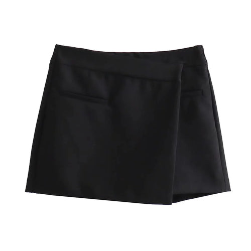 TRAFZA Vintage Split Mini Shorts Skirt Women Fashion 2025 Front